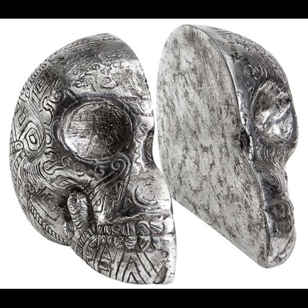Pottery Barn Teen & Zoe Ziegler Collaboration Metal Split Skull Bookends 💀 - Picture 2 of 11